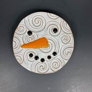 Mud Pie Snowman Cookie Plate 6.25" Ceramic White